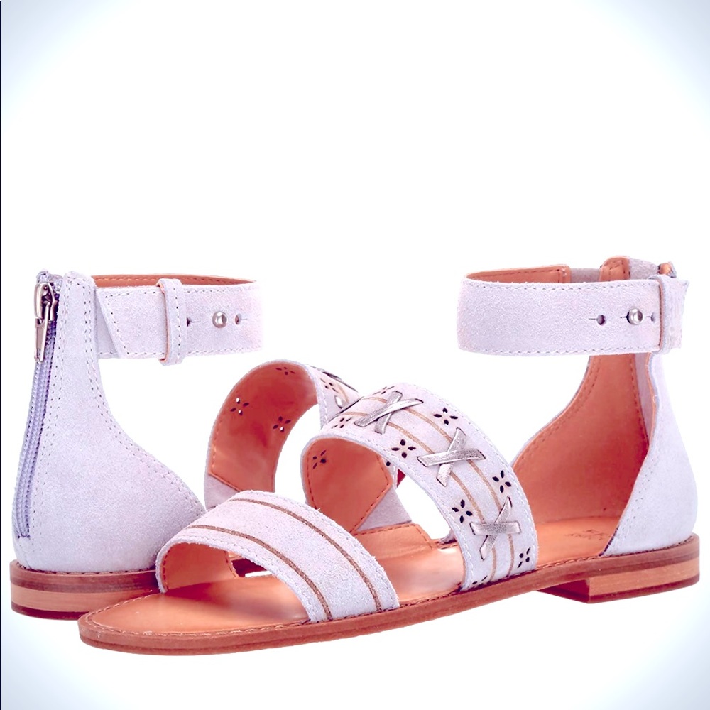 Frye and Co suede Evie Whipstitch 2 band sandals